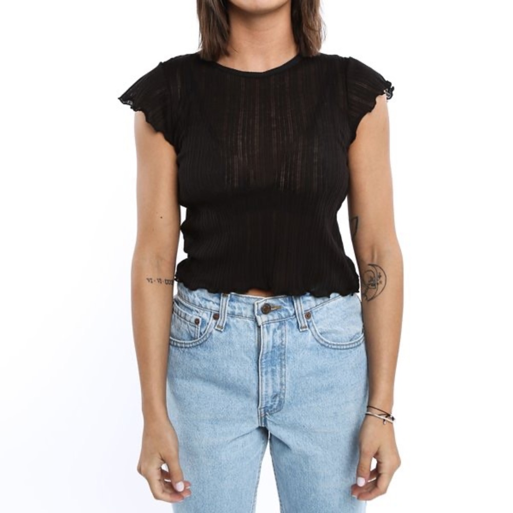 JOHN ELLIOTT BLACK SHEER SHORT SLEEVE AVERY T-SHIRT